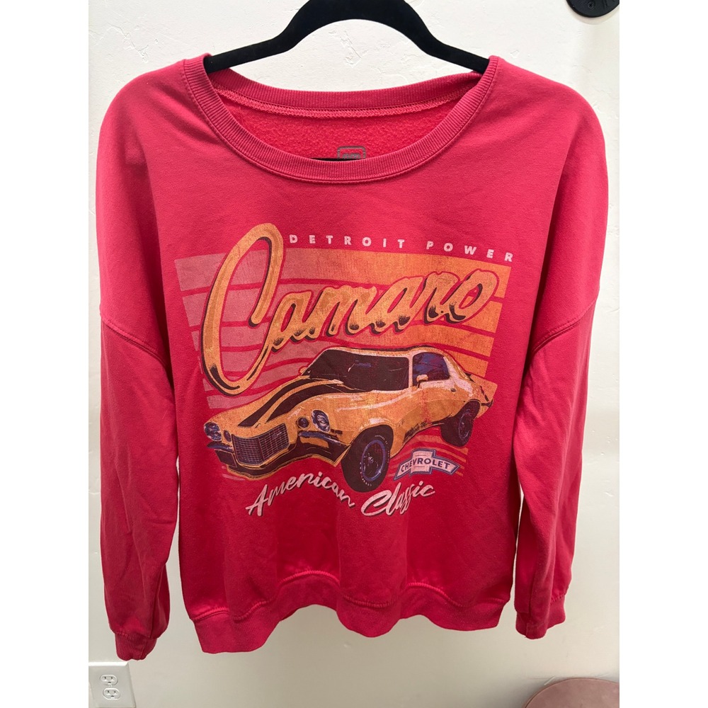 GM Official Licensed Chevrolet Camaro Detroit Power Pink Sweatshirt Womens Large